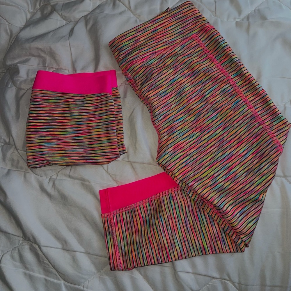 Girls Multicolor Athletic Shorts & Leggings Duo